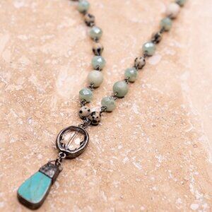Pica Necklace Jade 11" long, 2" pendent